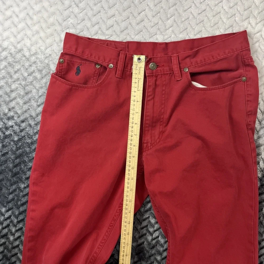 Polo Ralph Lauren 650 Denim Jean Pant Men 33x32 Red Straight Prep Chino Cotton - Picture 7 of 16